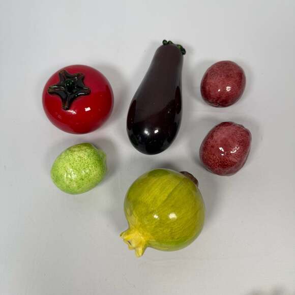 Murano Style Other - Vintage Murano Style Hand Blown Art Glass Fruit and Vegetables - Set of 6
